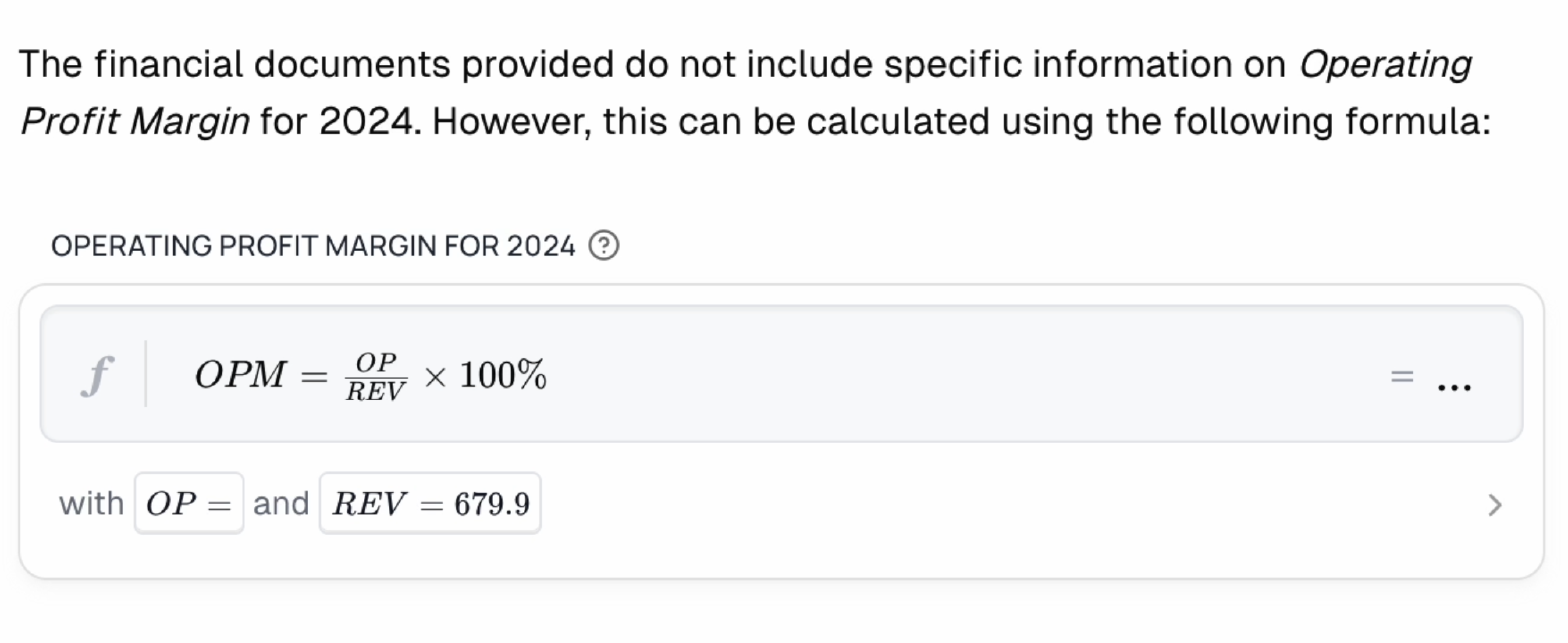 Built-in calculations