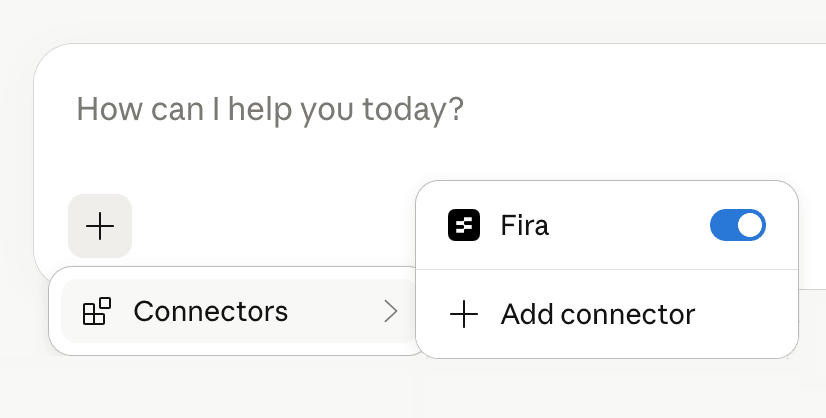 Fira MCP connector enabled in Claude
